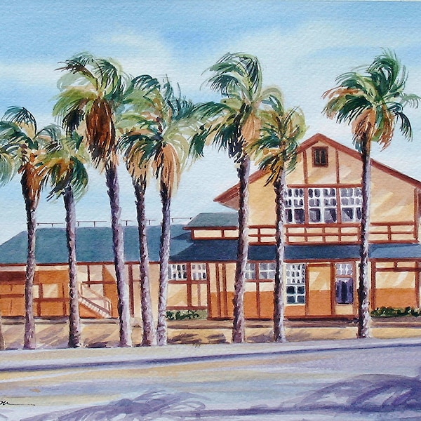 Ancienne gare de Benicia en Californie, aquarelle/impression mat