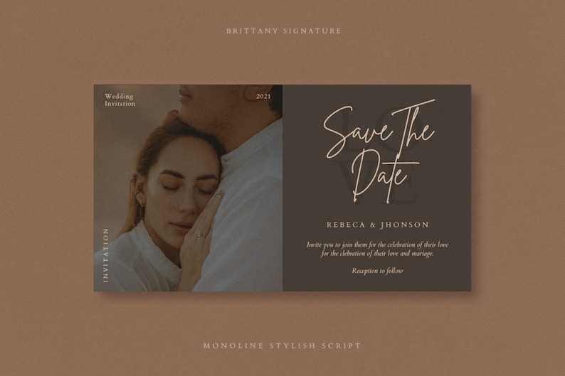 Brittany Signature Font for Canva Fonts, Templett, Corjl, Silhouette, Cricut, Procreate, Boho, Wedding, Invitation, Logo or Branding image 5
