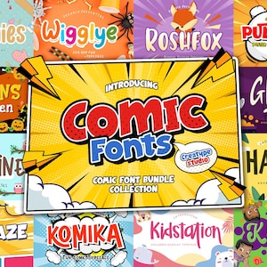 Pacote de fontes de quadrinhos para livros infantis e desenhos animados, pôster, folheto, cartão de felicitações, logotipo, Cricut, marca