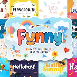 Funny Font Bundle For Children's books & Cartoon, Comic, Party Invitation, Greeting cards, Educational, Logo, Cricut, Branding