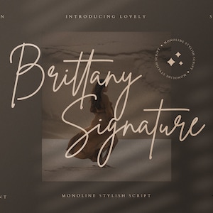 Brittany Signature Font for Canva Fonts, Templett, Corjl, Silhouette, Cricut, Procreate, Boho, Wedding, Invitation, Logo or Branding