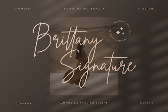 Brittany Signature Font for Canva Fonts, Templett, Corjl, Silhouette, Cricut, Procreate, Boho, Wedding, Invitation, Logo or Branding