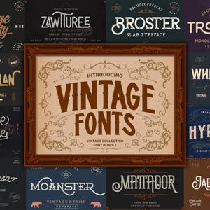 Vintage Fonts Bundle For Vintage style, Procreate, Canva Fonts, Templett, Corjl, Silhouette, Cricut, Logo or Branding