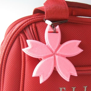 Sakura Custom Luggage Tag, Cherry Blossom Bag Tag with Engraved Text. Cute Travel Accessories 3D Printed Personalized Spring Flowers Gifts