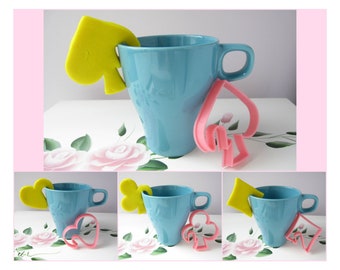 Poker Hang off Cup Cookie Cutter Set, Party Cookie Stamp, Fondant Cutter. Mug Hanging Cookies. 3D Printed Family Gift. Tea Party Supplies