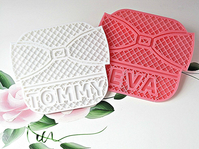 Personalized Couple Coasters 2pc Set. 3D Printed Custom Cup Mat. Wedding Anniversary Housewarming Parents Name Gift. Vintage Home Room Decor image 2