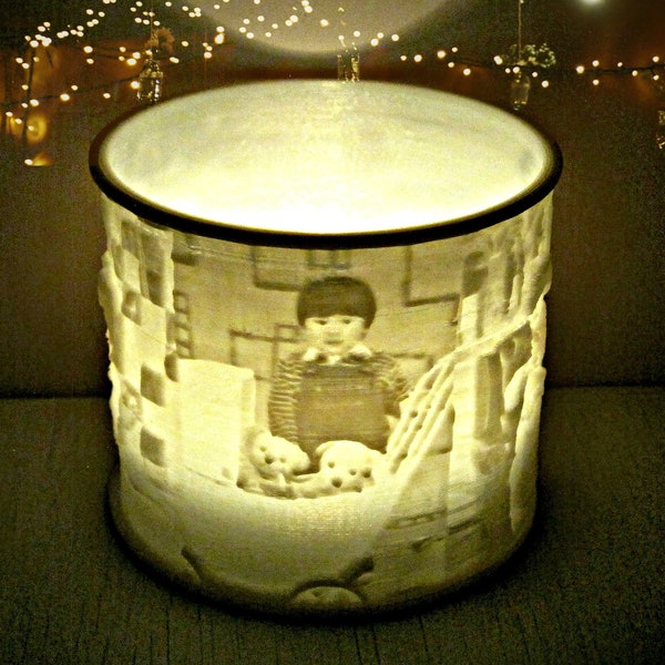 Custom Photo Candle / LED Tealight Holder, Lithophane Lamp, Night Light, Flameless Candle, 3D printed Personalized Gift Birthday Anniversary