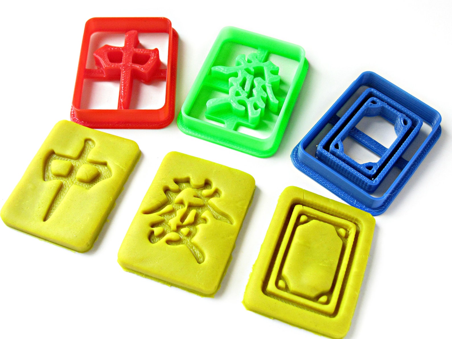 Chinese Mahjong Cookie Cutter Set Three Dragon Honor Tiles Etsy Hong Kong