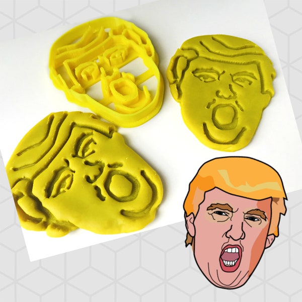 Donald Trump Portrait Cookie Cutter Stamp, United States President 2017-2021. 3D Printed Gift Republican Party Campaign Politician Giveaway