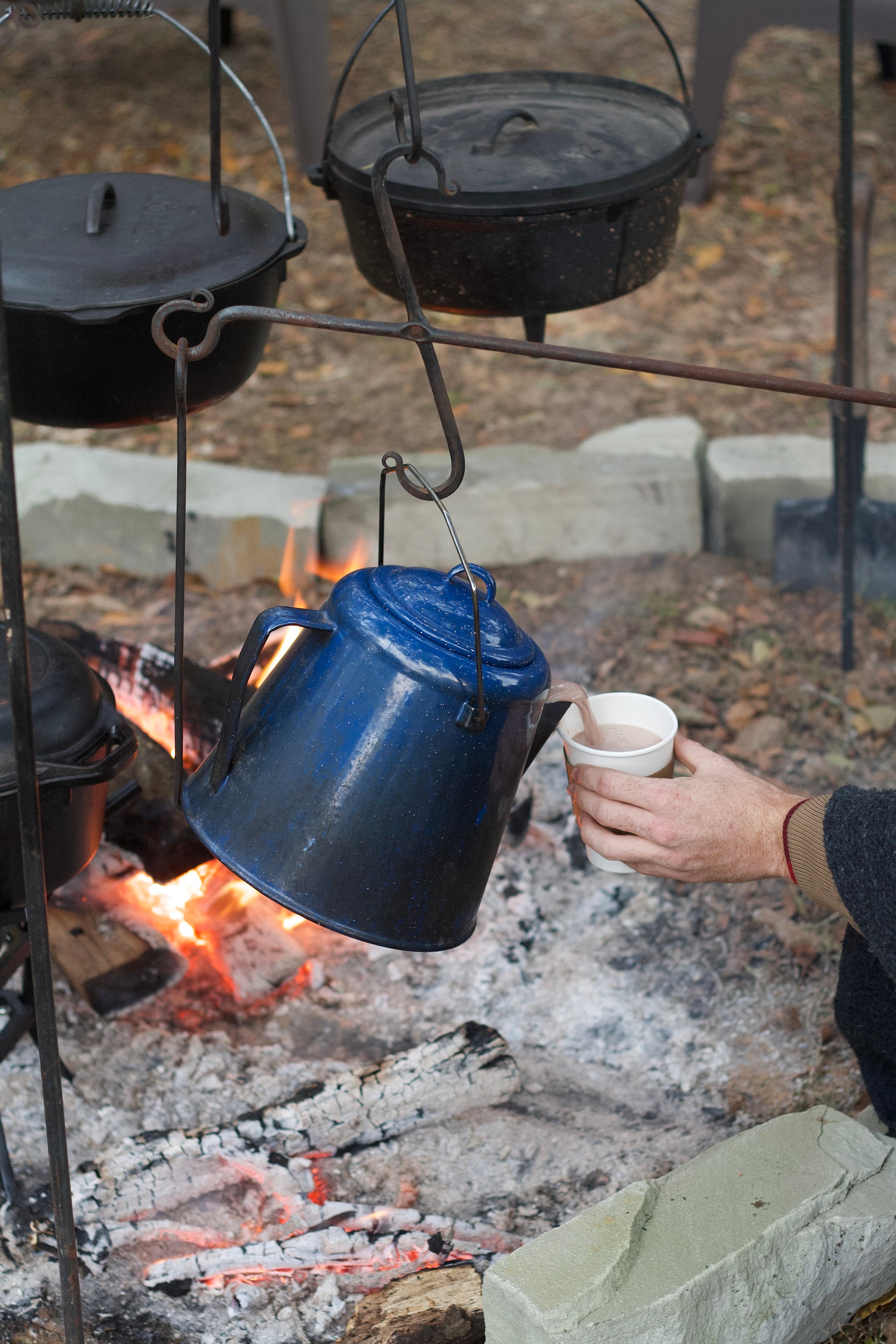 Vintage Coffee Pot On Camping Fire Stock Photo 1739629133