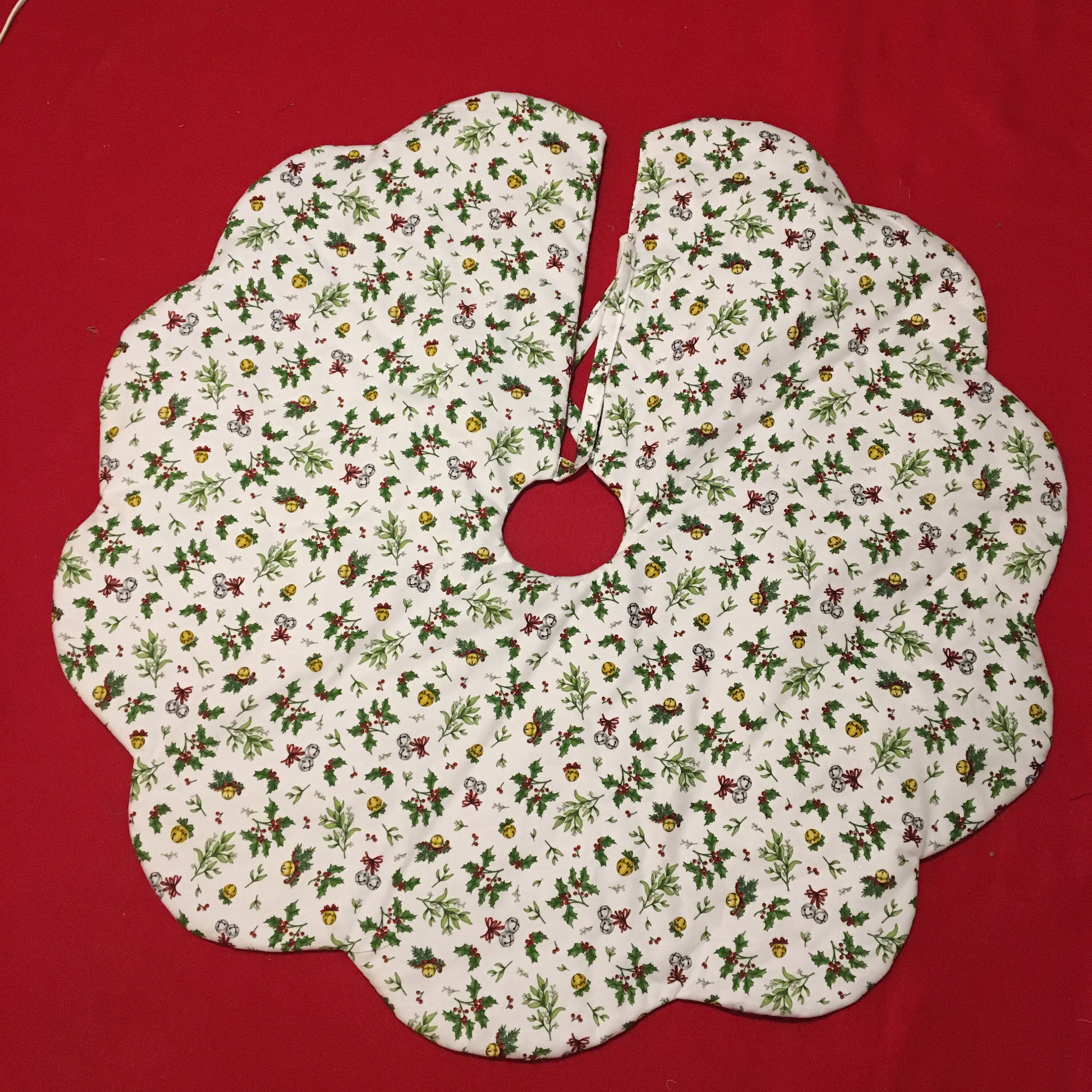 White Flannel Jingle Bells Tree Skirt White Tree Skirt Etsy