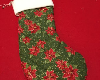 Emerald Poinsettia Stocking, Green Stocking, Floral Stocking, Christmas Decor, Seasonal Decor, Home Decor, Christmas Tradition, Holiday