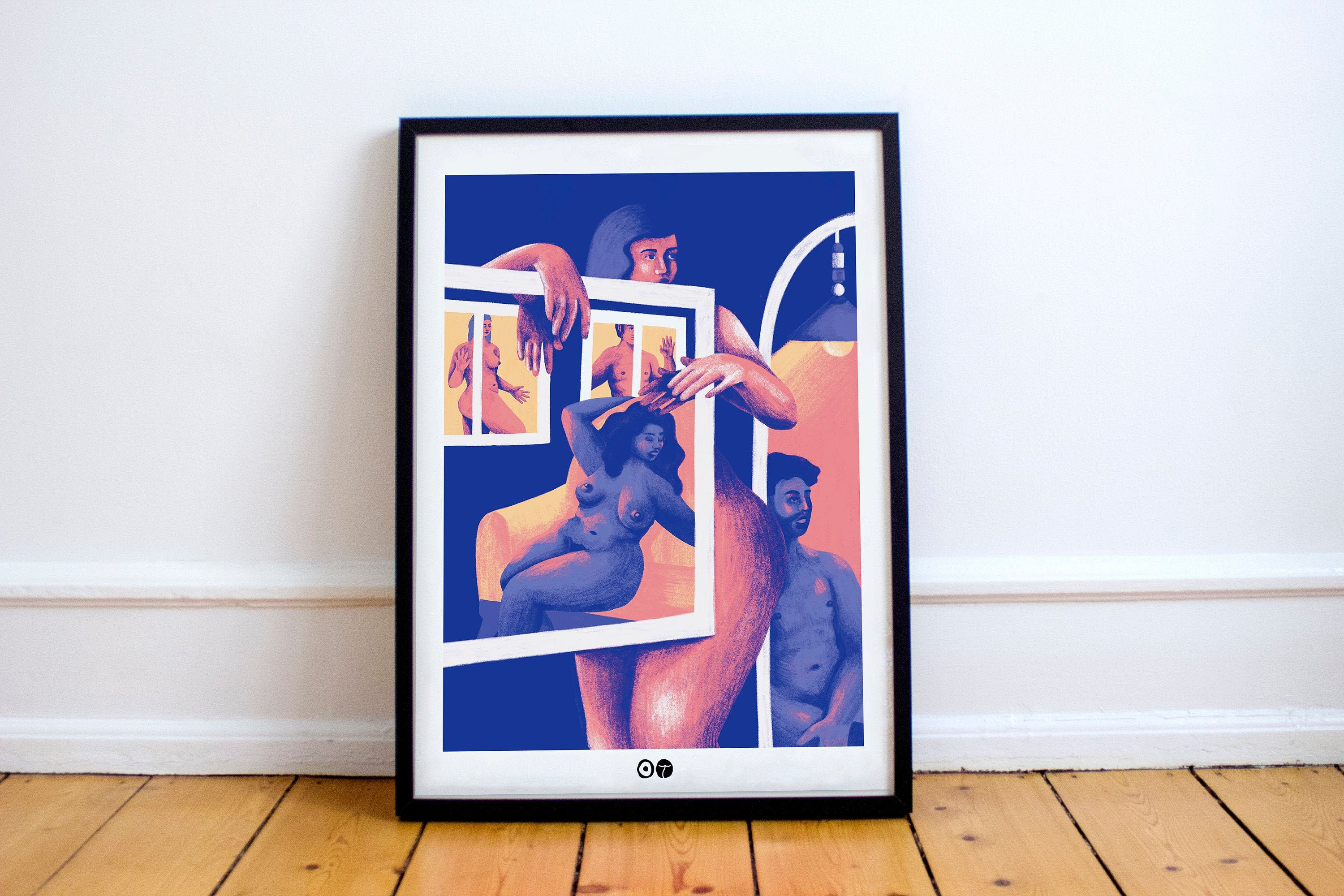 Affiche Dénudé Illustration - Nudité Femme Homme Corps Nue Décoration Cadre Print