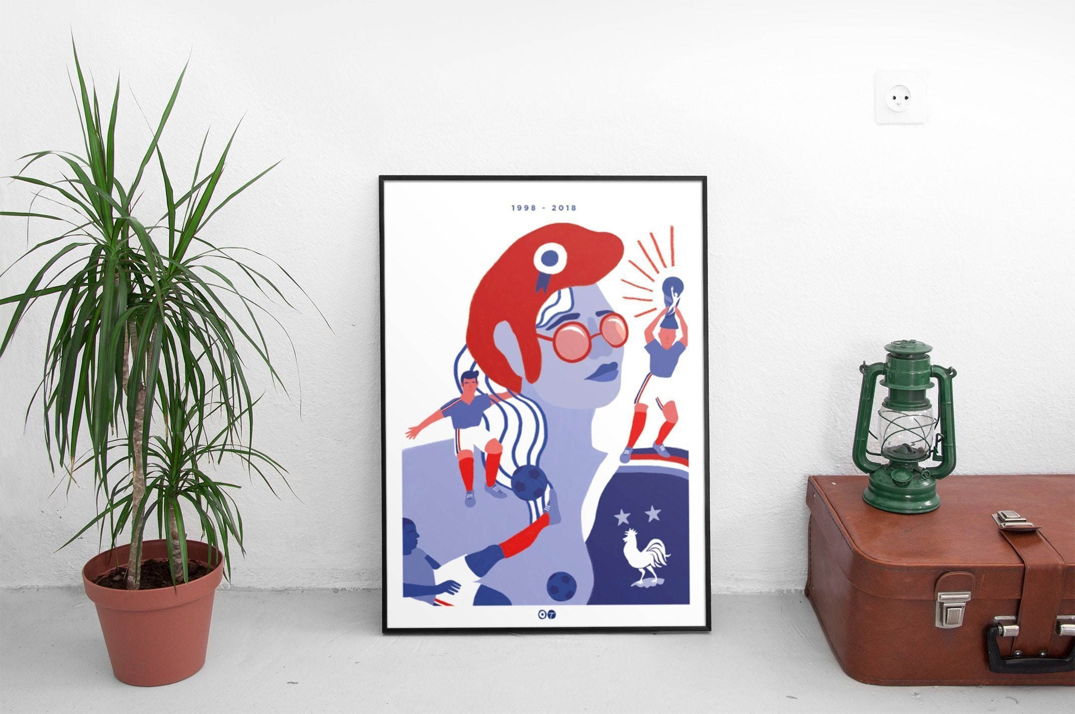 Affiche Foot Marianne - World Cup Coupe Du Monde Décoration Cadre 1998 2018 Poster Bleu Blanc Rouge 