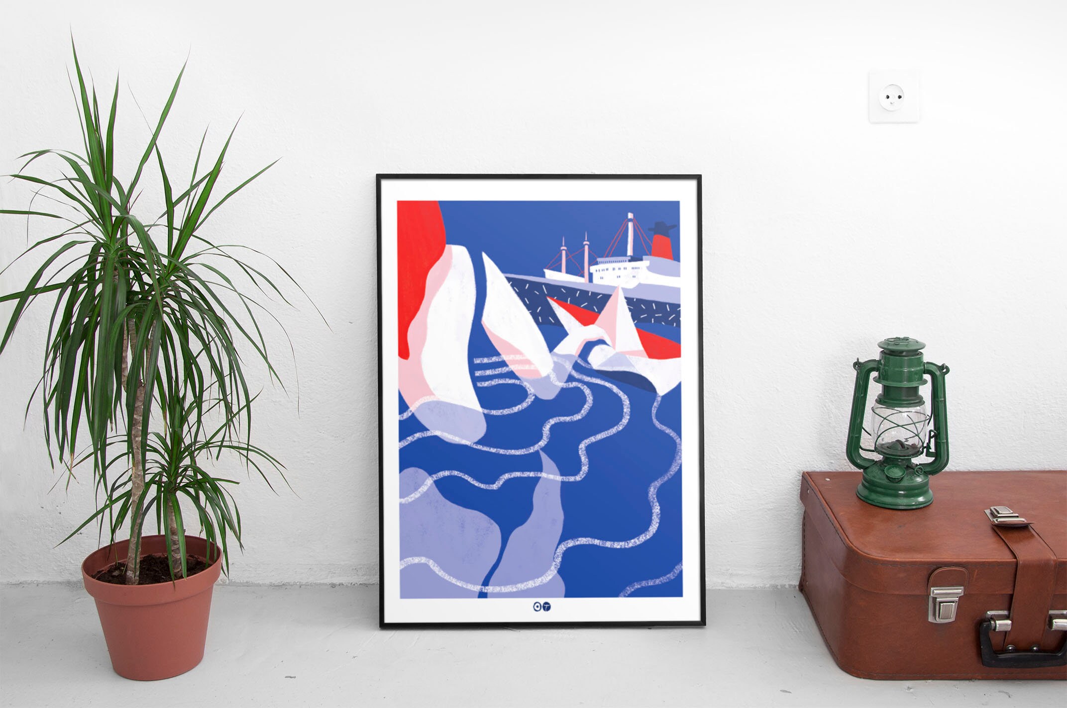 Affiche Bateau - Saint-Nazaire- Port Mer Nage Poster St Nazaire Côte Bateau Paquebot St-Nazaire Cade