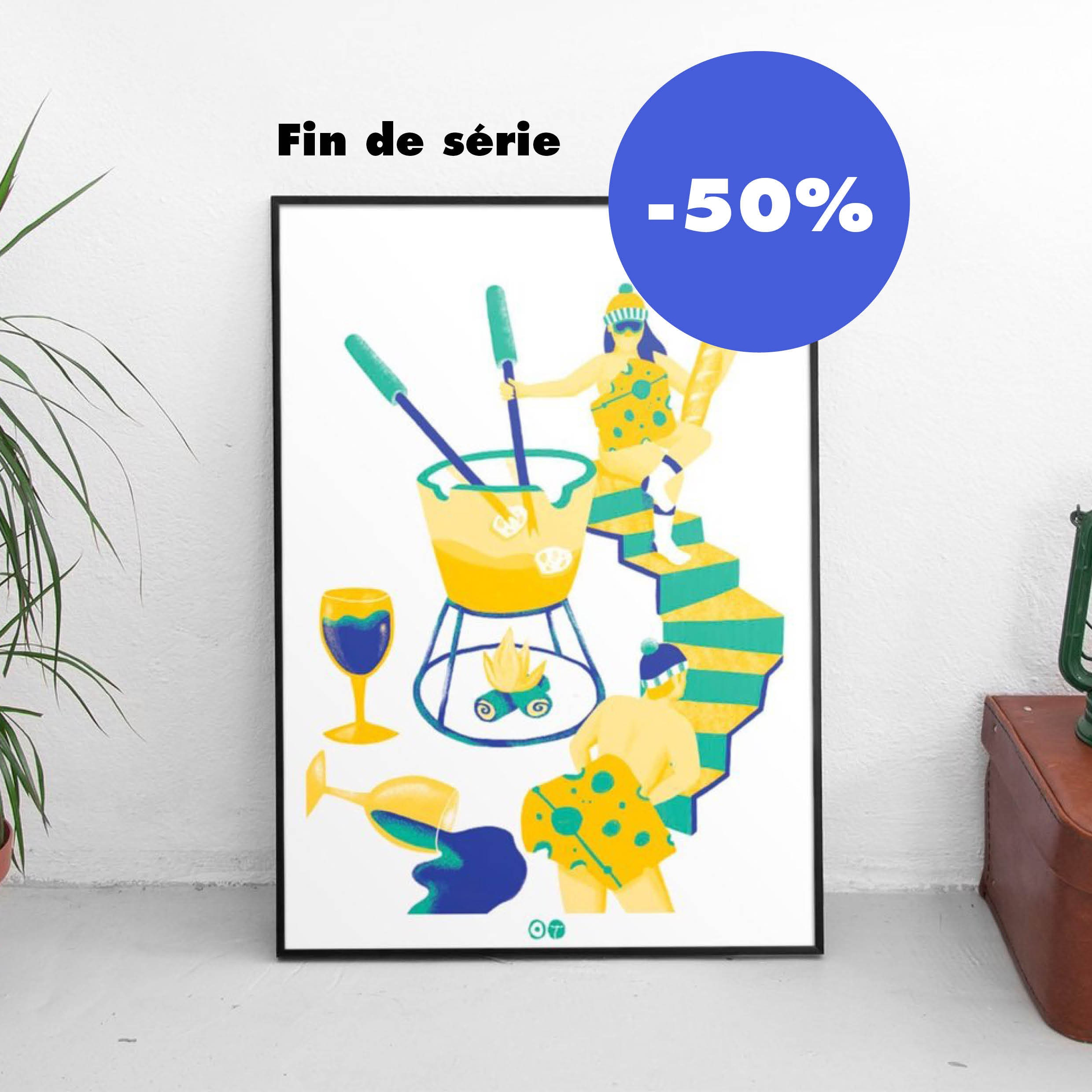 Affiche Fondue - Fromage Cheese Poster- Cadre Décoration- Couleur- Cuisine-