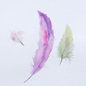 Watercolor Home Decor,Watercolor Feathers,Original Watercolour Painting,Wall Art
