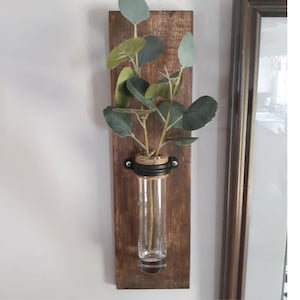 Set of 2 Rustic Farmhouse Sconces, Shabby Chic Wall Sconces, Propagation vase, Wooden wall Sconce, Minimalist Decor , Boho vases, bud vase