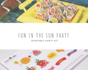 Summer Printable Party Kit | Summer birthday invitation | boy girl birthday | party in a box | party supplies | tutti frutti fun decoration