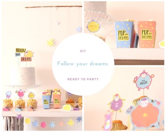 Follow your dreams printable party kit | Baby shower ready to print party supplies | first birthday | Boy and girl party decoration | party