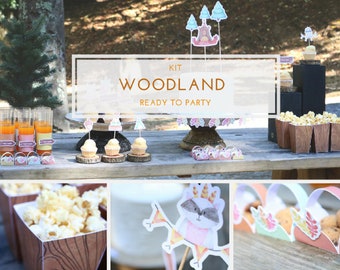 Woodland printable party kit, Woodland birthday, Enchanted forest party supplies, Party decor set, Woodland animals, Baby shower, Watercolor