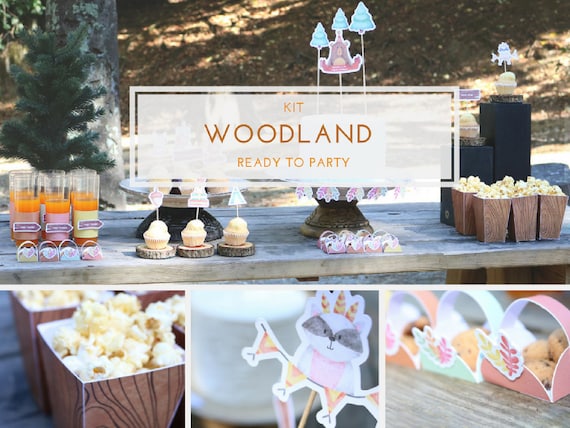 Woodland Printable Party Kit Woodland Birthday Enchanted Etsy