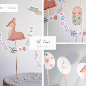 Litte deer DIGITAL party kit, Woodland invitation, Deer Birthday, Fournitures de baby shower, Woodland animals, Oh Deer invitation, premier anniversaire