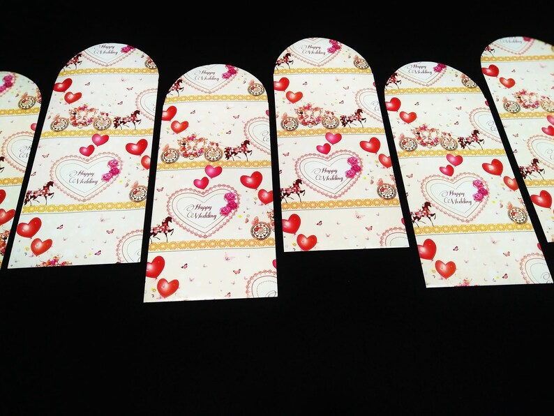 6 Pieces Wedding Envelope Money Envelope Money Pocket Angpau Hong Bao for Valentine Chinese New Year Christmas Birthday Wedding