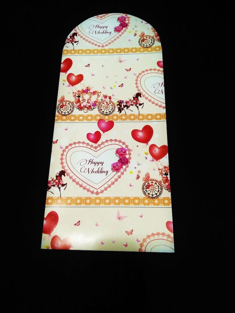 6 Pieces Wedding Envelope Money Envelope Money Pocket Angpau Hong Bao for Valentine Chinese New Year Christmas Birthday Wedding