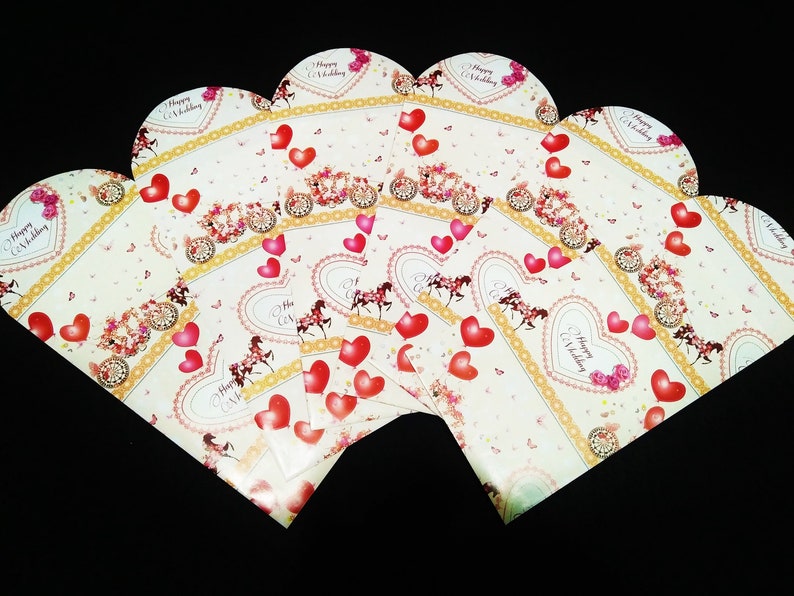 6 Pieces Wedding Envelope Money Envelope Money Pocket Angpau Hong Bao for Valentine Chinese New Year Christmas Birthday Wedding