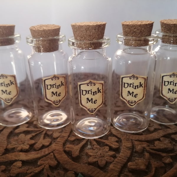 5 Drink Me Alice au pays des merveilles Style bouteilles en verre de 9 ml pour fête de mariage