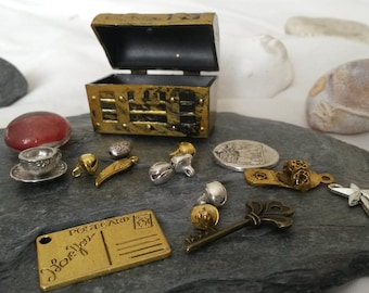 Fairy Treasure Chest with wand, Fairy Door Key, Fairy Bells and Fairy Dust