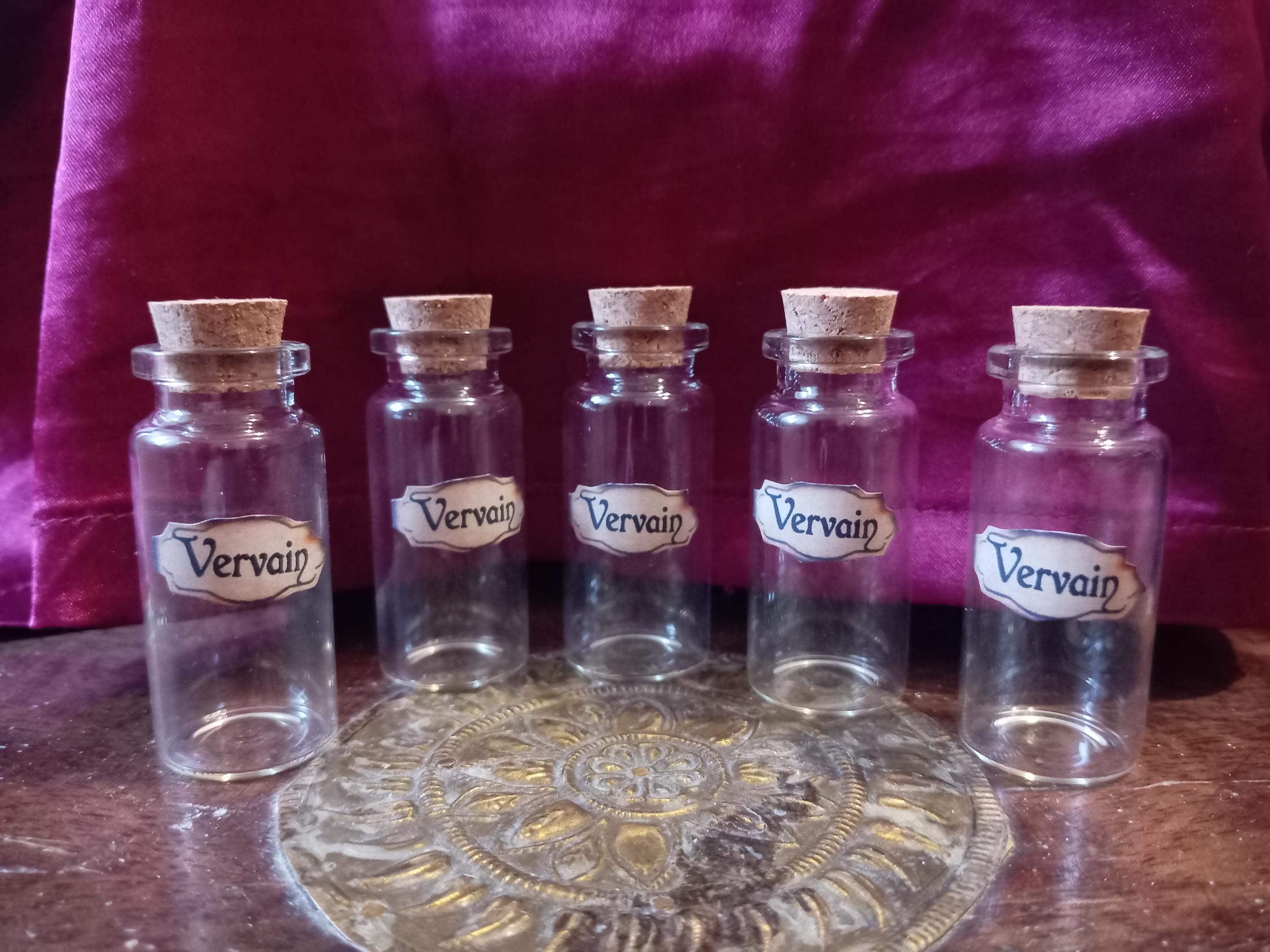 5 Vervain Potion bottles. Vampire protection Party/Wedding Favour