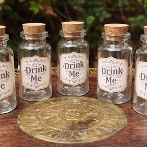 Drink Me Potion Flaschen 5er Set Alice im Wunderland inspirierte Partydekoration, Feentränke, magische Requisiten Flaschen