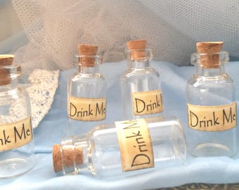 5 Drink Me Alice In Wonderland Style 9ml Glass Bottles Wedding Party