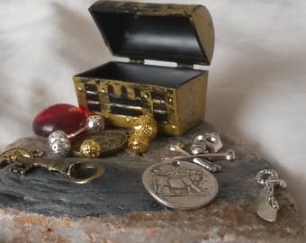 Miniature Pirate Treasure Chest filled with Secret Treasure. Party Favour, stocking filler