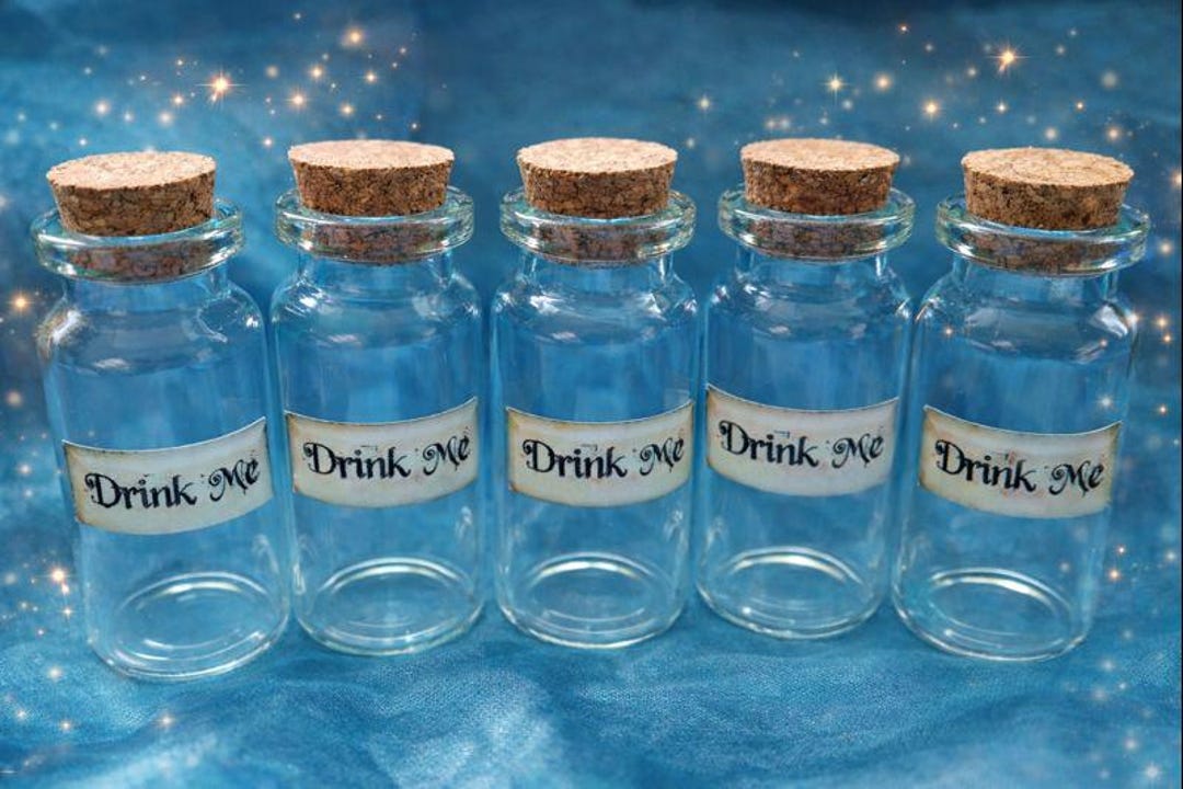 5 Drink Me Alice in Wonderland Style 9ml Glass Bottles Wedding Party - Etsy
