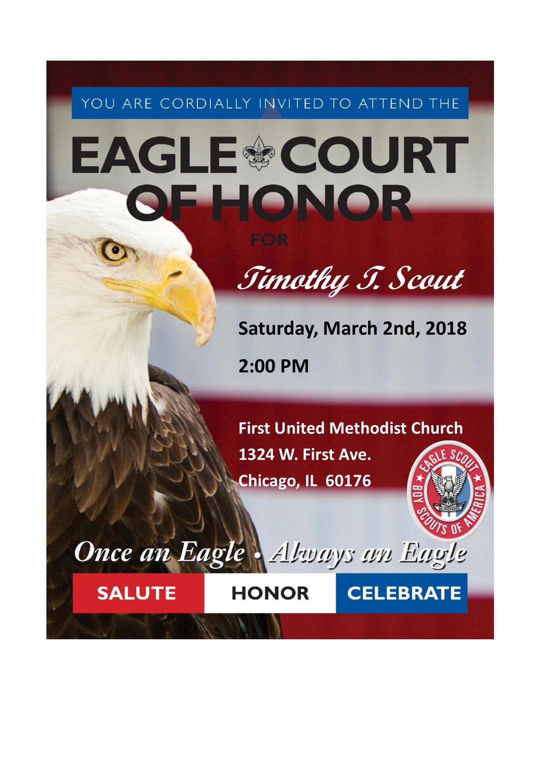 Eagle Scout Court of Honor Invitation Template Etsy