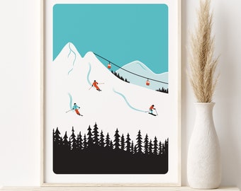 Ski Poster, Ski print, Skiers poster