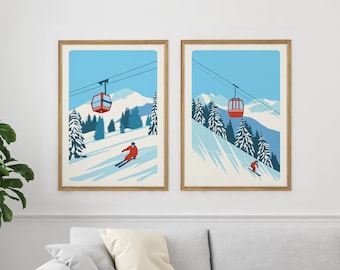 DIGITAL DOWNLOAD - Custom Vintage Ski Resort Posters, Set of 2