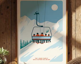 Personalised Family Ski Poster For Ski Enthusiasts Gift for Skier