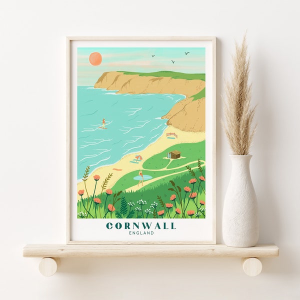 Cornwall print, Sennen Cove Poster, Cornwall, Cornwall Print, Surf Poster, Beach and Surf print, Seaside Poster