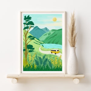 Campervan Exploring - Lake District Art, Wast Water, Wast Water Art, Vanlife Art, Campervan Poster, UK National Parks, Campervan Gifts