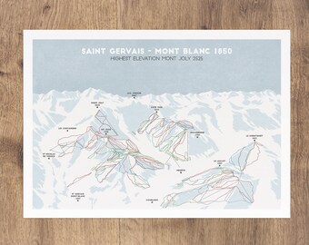 Saint Gervais Ski Piste Map Ski Print Trail Map Ski Art - Etsy Australia