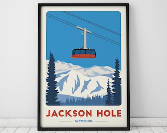 JACKSON HOLE MOUNTAIN RESORT WYOMING SKIING SNOWBOARD SKI VINTAGE POSTER REPRO 