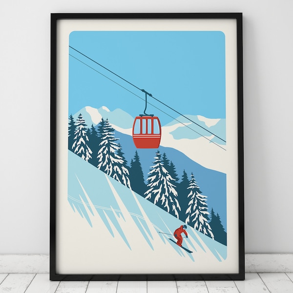 Custom Ski Resort poster, Ski Print, Skier print, Ski Lift