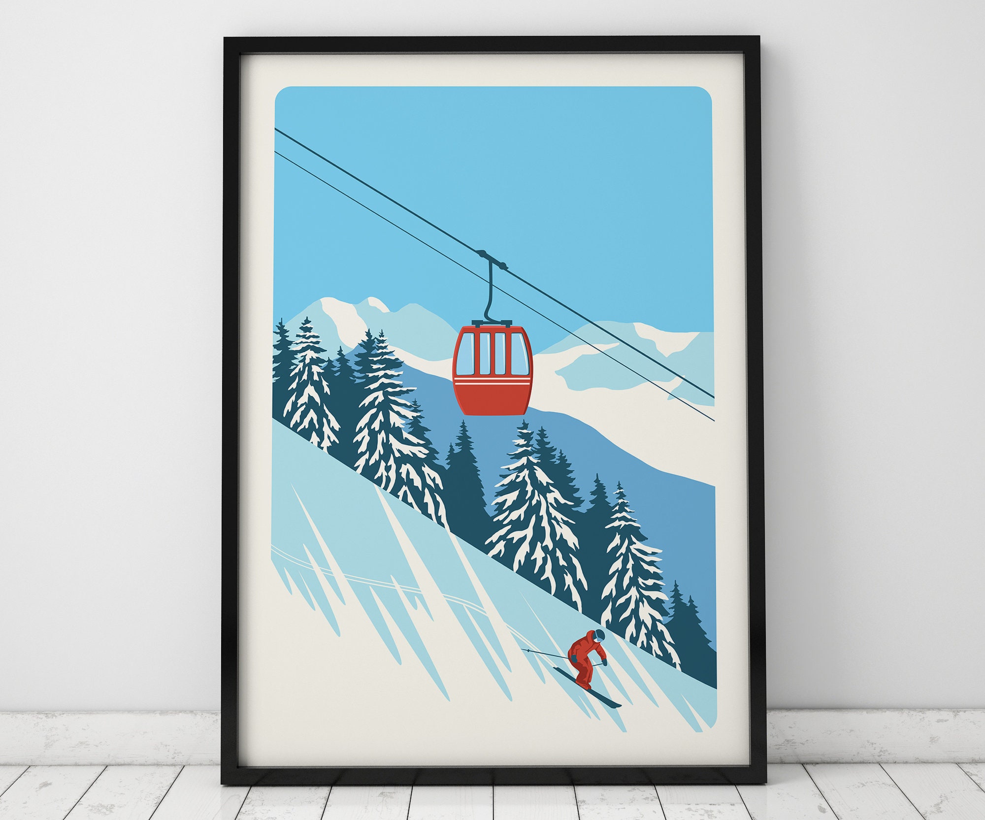 Custom Ski Resort Poster Ski Print Skier Print Ski Lift Etsy