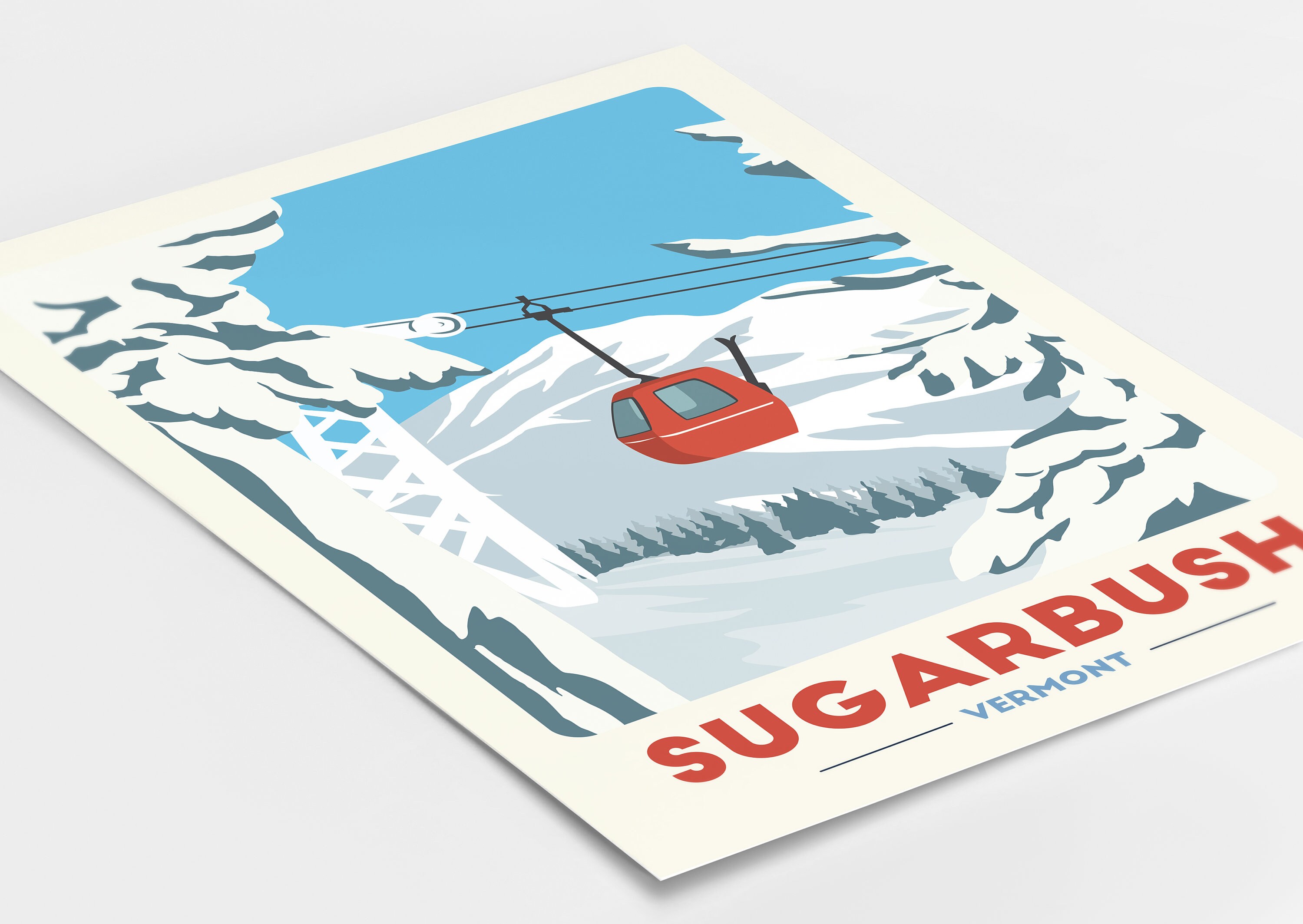 Sugarbush Gondola Print Vintage Travel Poster Skiing Art Etsy