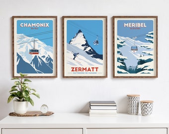 Set of 3 Ski gondola prints, choose any 3 of our existing gondola prints