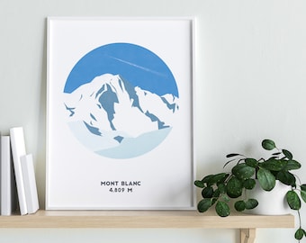 Mont Blanc Print, Chamonix,France, Mountain print, A4 Print, A3 Print, Gifts for him or her